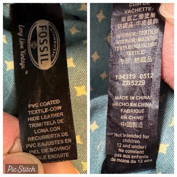 Fossil Brown Multi Giraffes Pattern Key-Per Crossbody Purse Coated Canvas Blue - Picture 16 of 16